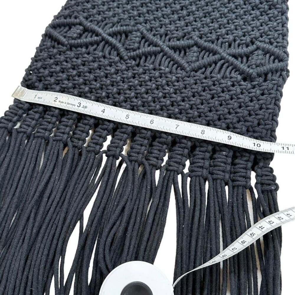 Danielle Nicole Crochet Macrame Hobo Bag Black Bo… - image 6